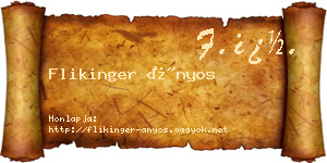 Flikinger Ányos névjegykártya
